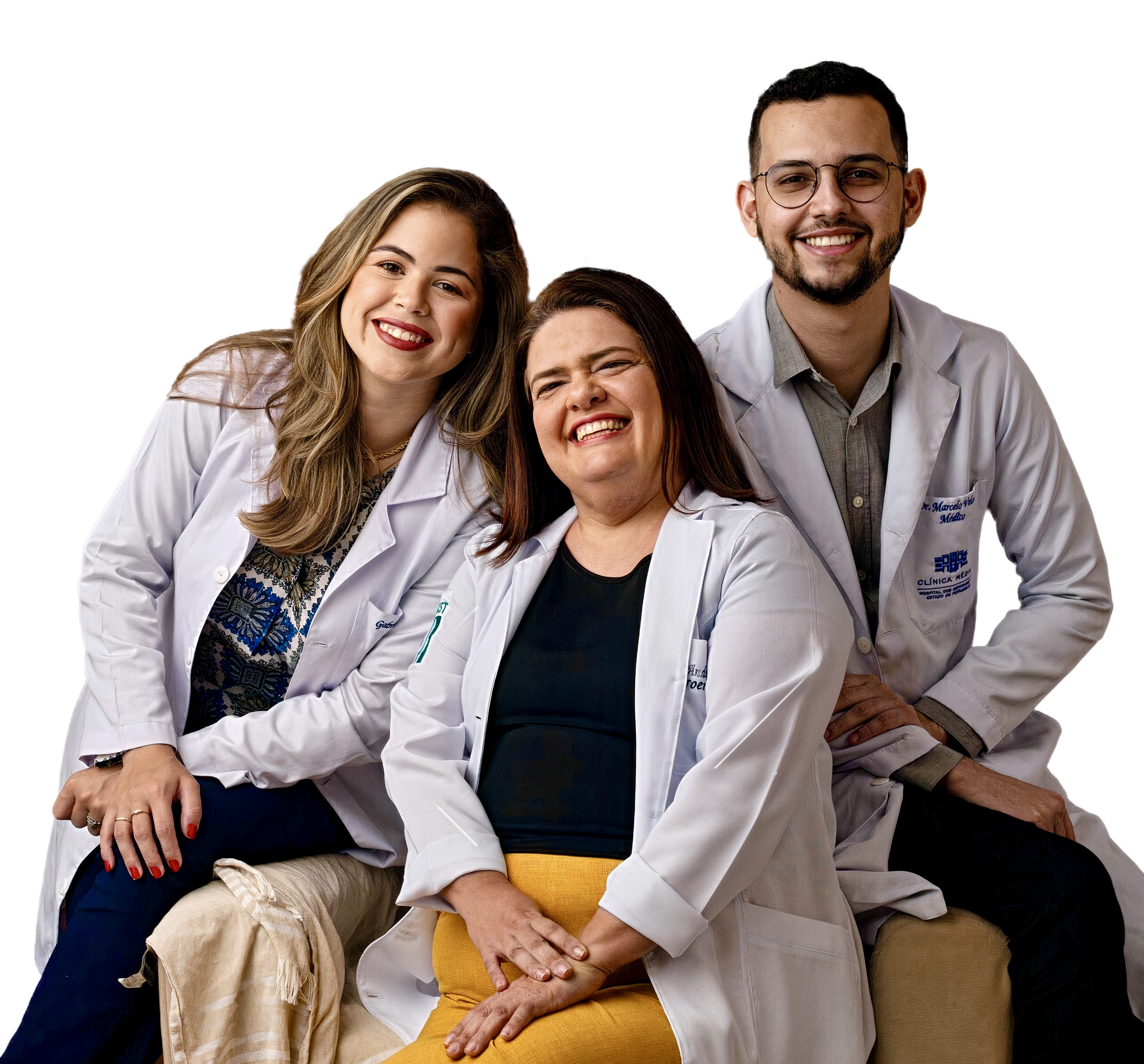 Doutores Andréa, Marcelo e Gabriela